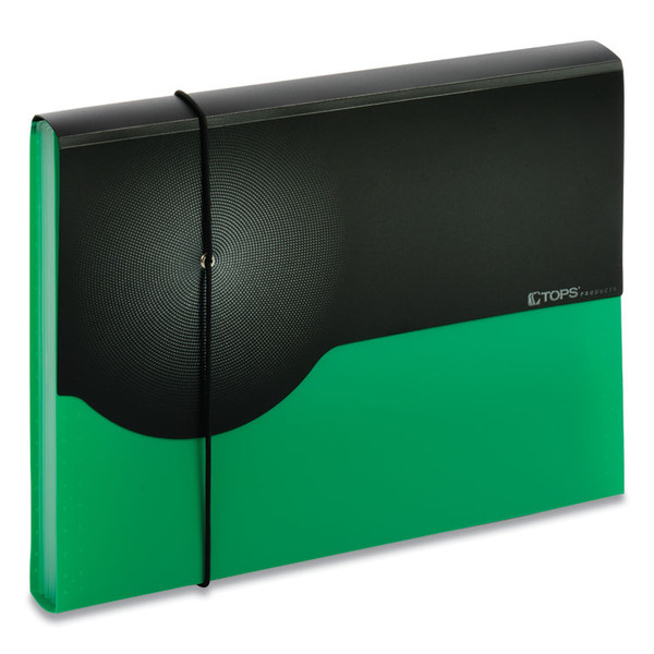 Seven-Pocket Poly Expanding File, 1" Expansion, 7 Sections, Elastic Cord Closure, 1/6-Cut Tabs, Letter Size, Green [SKU: GLW67440GRN]