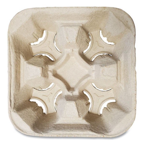 Molded Fiber Cup Carrier, 8 oz to 32 oz, Four Cups, Kraft, 300/Carton [SKU: GN14CUPCARRIERB]