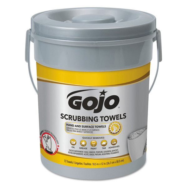 Scrubbing Towels, Hand Cleaning, 2-Ply, 10.5 x 12, Fresh Citrus, Silver/Yellow, 72/Bucket [SKU: GOJ639606EA]