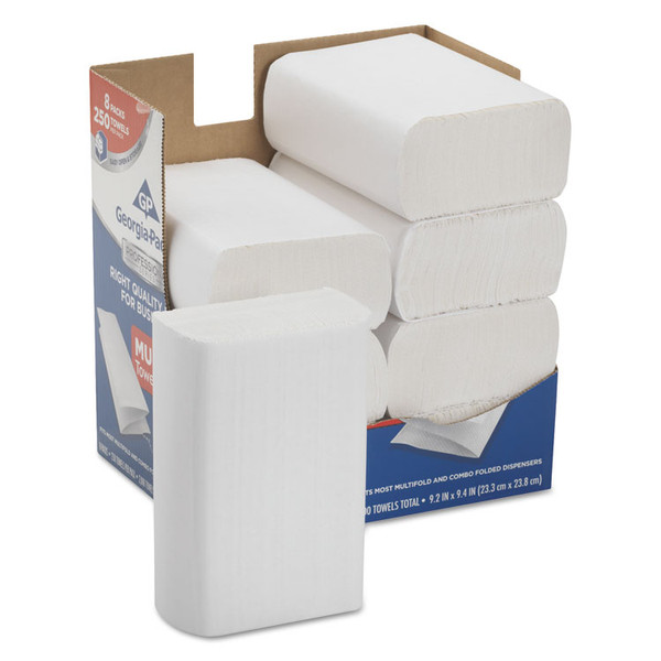 Professional Series Premium Folded Paper Towels, M-Fold, 9.4 x 9.2, White, 250/Box, 8 Boxes/Carton [SKU: GPC2212014]