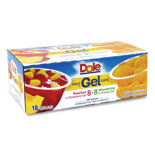 Fruit in Gel Cups, Mandarins/Orange, Peaches/Strawberry, 4.3 oz Cups, 16 Cups/Carton, Delivered in 1-4 Business Days [SKU: GRR22000473]