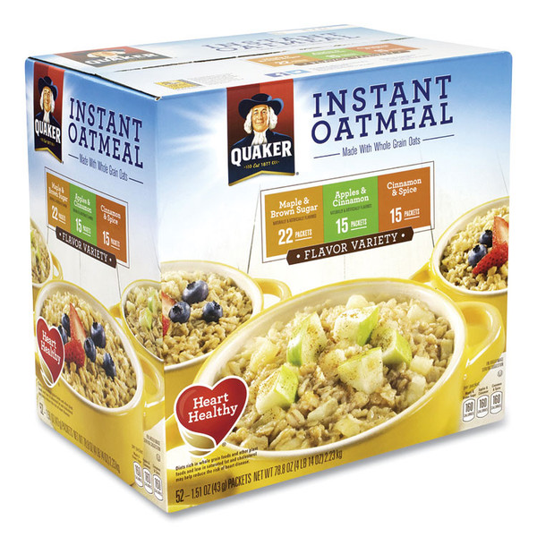 Instant Oatmeal, Assorted Varieties, 1.51 oz Envelope, 52/Carton, Delivered in 1-4 Business Days [SKU: GRR22000482]