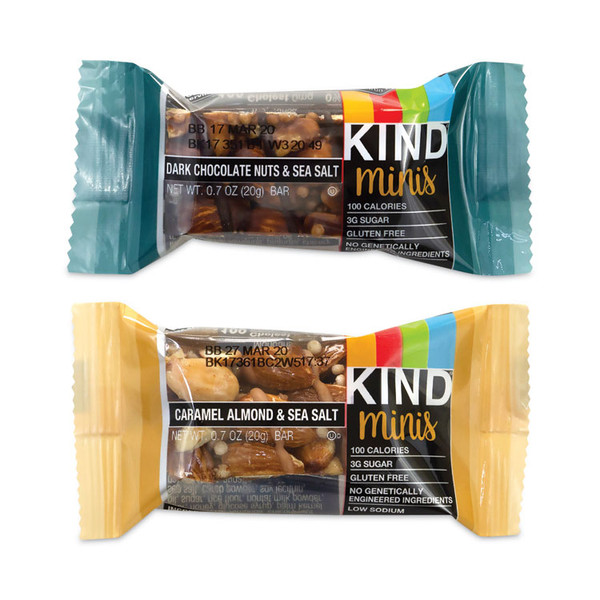 Minis, Dark Chocolate Nuts Sea Salt/Caramel Almond Nuts Sea Salt, 0.7 oz Bar, 32 Bars/Box, Delivered in 1-4 Business Days [SKU: GRR22000799]