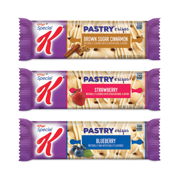 Special K Pastry Crisps, Blueberry/Brown Sugar Cinnamon/Strawberry, 0.88 oz, 30 Pouches/Box, Delivered in 1-4 Business Days [SKU: GRR22001007]