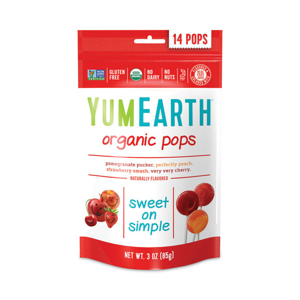 Organic Lollipops, Assorted Flavors, 3 oz Bag with 14 Lollipops Each, 6/Pack, Delivered in 1-4 Business Days [SKU: GRR27000014]