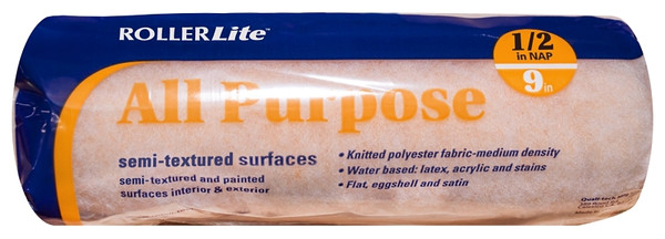 RollerLite All Purpose 9AP050 Roller Cover, 1/2 in Thick Nap, 9 in L, Polyester Cover, Yellow [SKU: ORG4339545]