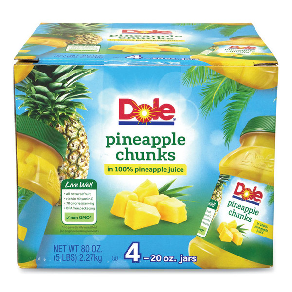 Pineapple Chunks in 100% Juice, 20 oz Jar, 4 Jars/Box, Delivered in 1-4 Business Days [SKU: GRR90000165]