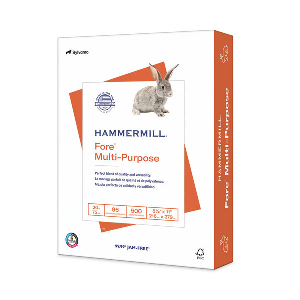Fore Multipurpose Print Paper, 96 Bright, 20 lb Bond Weight, 8.5 x 11, White, 500 Sheets/Ream [SKU: HAM103267RM]