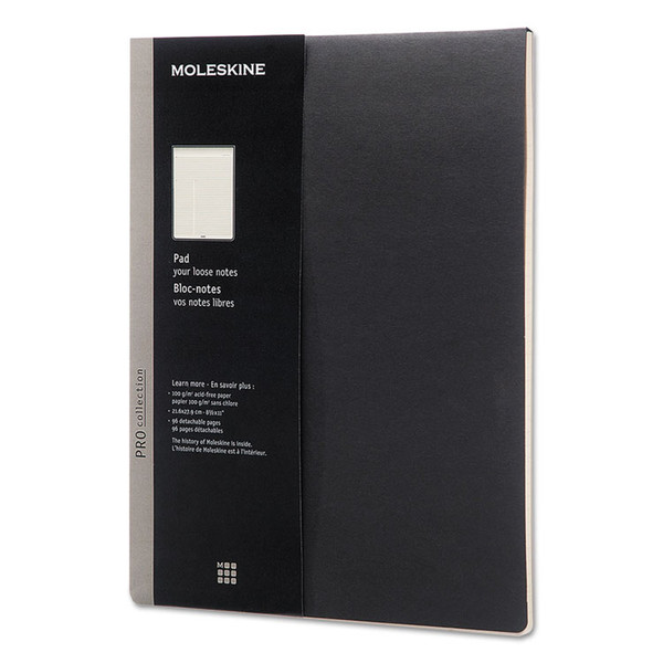Professional Pad, Medium/College Rule, Black Cover, 96 Ivory 8.5 x 11 Sheets [SKU: HBGPROPADLBK]