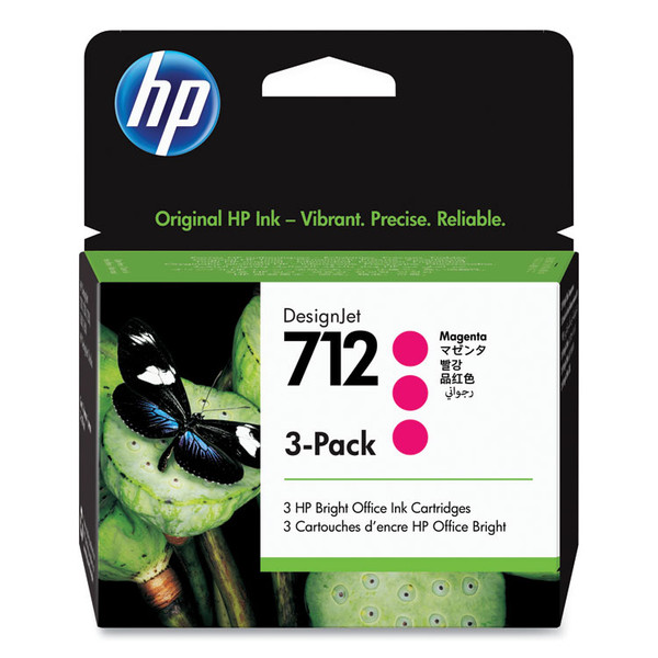 HP 712, (3ED78A) 3-Pack Magenta Original Ink Cartridges [SKU: HEW3ED78A]