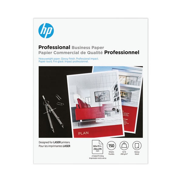 Professional Business Paper, 52 lb Bond Weight, 8.5 x 11, Glossy White, 150/Pack [SKU: HEW4WN10A]