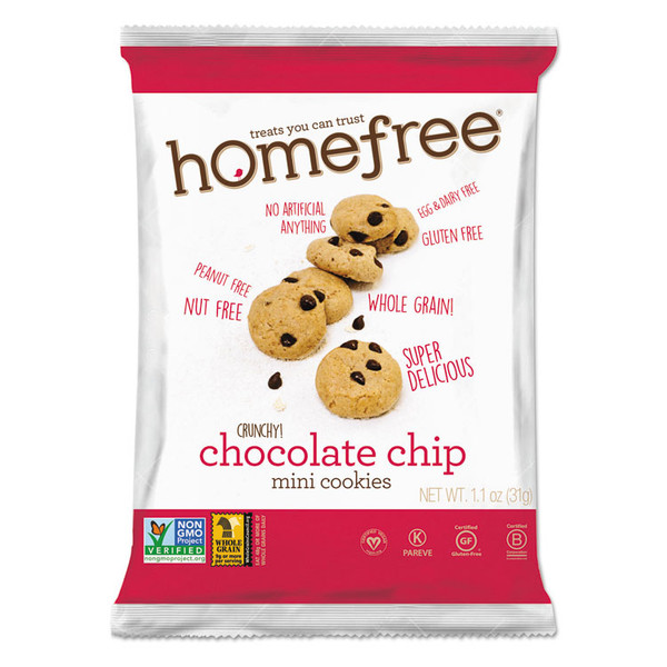 Gluten Free Chocolate Chip Mini Cookies, 1.1 oz Pack, 30/Carton [SKU: HMF01873]