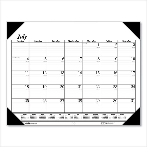 Recycled Economy Academic Desk Pad Calendar, 22 x 17, White/Black Sheets, Black Binding/Corners,14-Month(July-Aug): 2022-2023 [SKU: HOD12502]