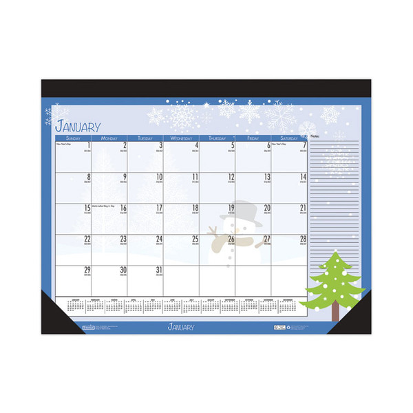Recycled Desk Pad Calendar, Earthscapes Seasonal Artwork, 22 x 17, Black Binding/Corners,12-Month (Jan to Dec): 2023 [SKU: HOD139]