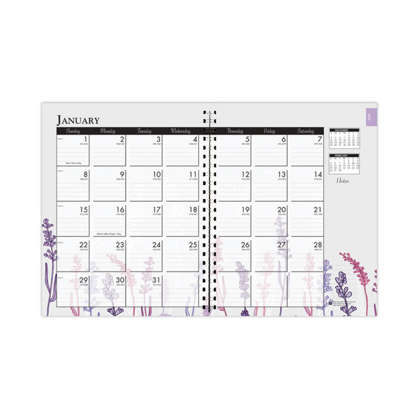 Recycled WildFlower Weekly/Monthly Planner, Wild Flower Artwork, 11 x 8.5, Gray/White/Purple Cover, 12-Month (Jan-Dec): 2023 [SKU: HOD28774]