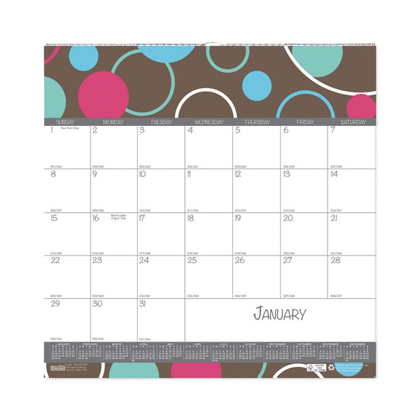 Recycled Bubbleluxe Wall Calendar, Bubbleluxe Artwork, 12 x 12, White/Multicolor Sheets, 12-Month (Jan to Dec): 2023 [SKU: HOD340]