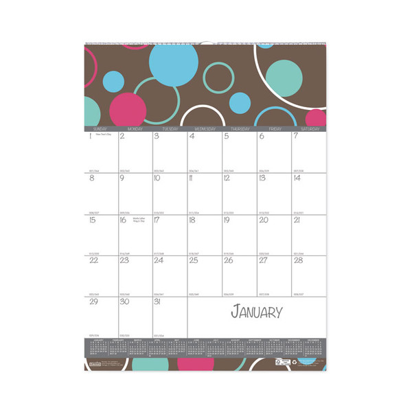 Recycled Bubbleluxe Wall Calendar, Bubbleluxe Artwork, 12 x 16.5, White/Multicolor Sheets, 12-Month (Jan to Dec): 2023 [SKU: HOD341]