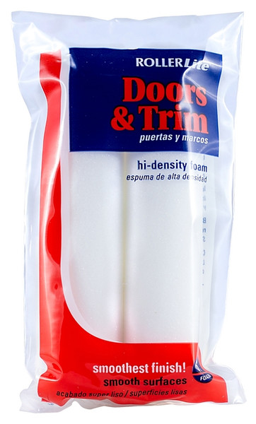 RollerLite Doors & Trim 6FOAMQD Mini Roller Cover Refill, 6 in L, Foam Cover, White [SKU: ORG4340121]