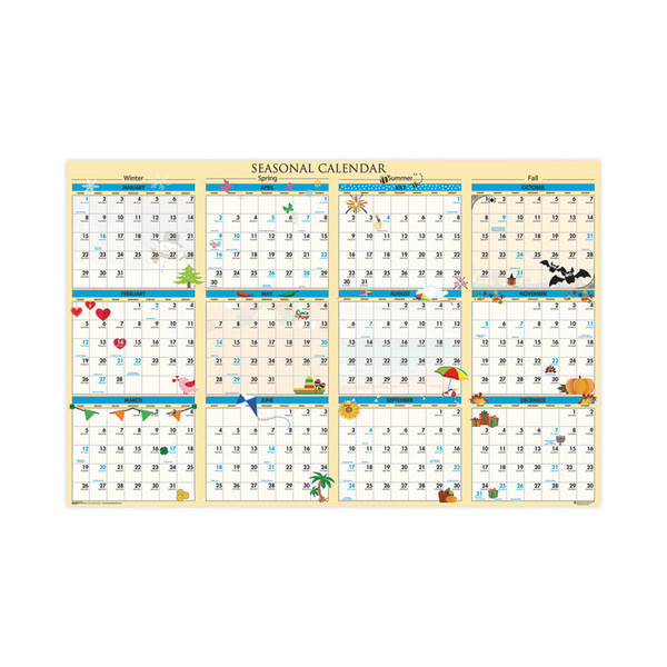 Recycled Seasonal Laminated Wall Calendar, Earthscapes Illustrated Seasons Artwork, 24 x 37, 12-Month (Jan to Dec): 2023 [SKU: HOD3983]