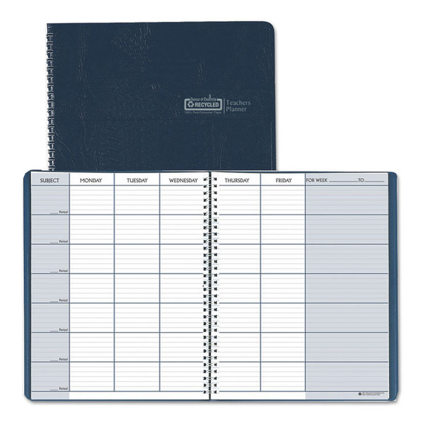 Recycled Teacher's Planner, Weekly, Two-Page Spread (Seven Classes), 11 x 8.5, Blue Cover [SKU: HOD50907]