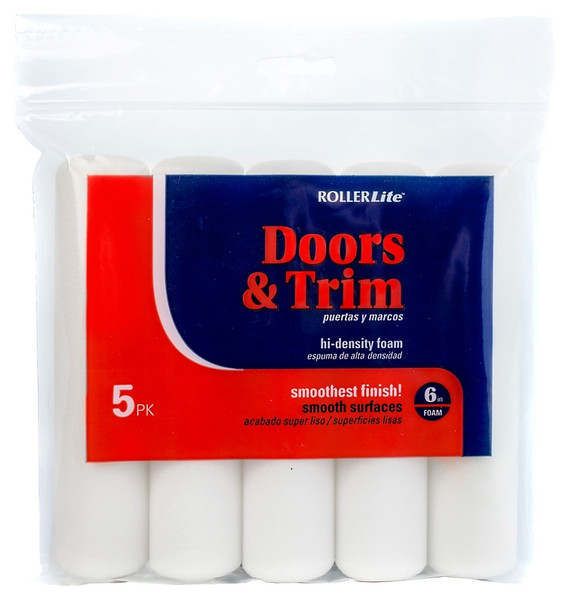 RollerLite Doors & Trim 6FOAMQ-5 Mini Roller Cover Refill, 6 in L, Foam Cover, White [SKU: ORG4340147]