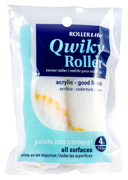 RollerLite Qwiky Roller 4CR050QD Mini Roller Cover Refill, 1/2 in Thick Nap, 4 in L, Acrylic Cover, White [SKU: ORG4340170]