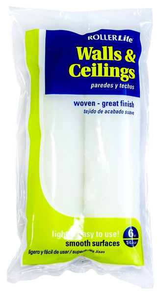 RollerLite White Velvet 6WV025D Mini Roller Cover, 1/4 in Thick Nap, 6 in L, Dralon Cover, White [SKU: ORG4340204]