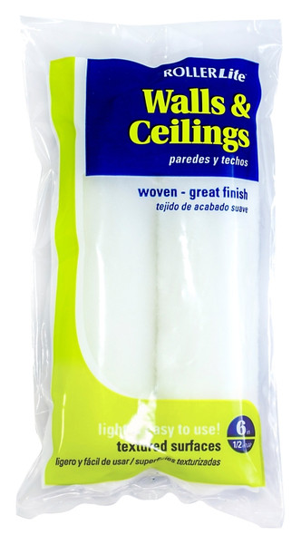 RollerLite White Velvet 6WV038D Mini Roller Cover, 3/8 in Thick Nap, 6 in L, Dralon Cover, White [SKU: ORG4340212]