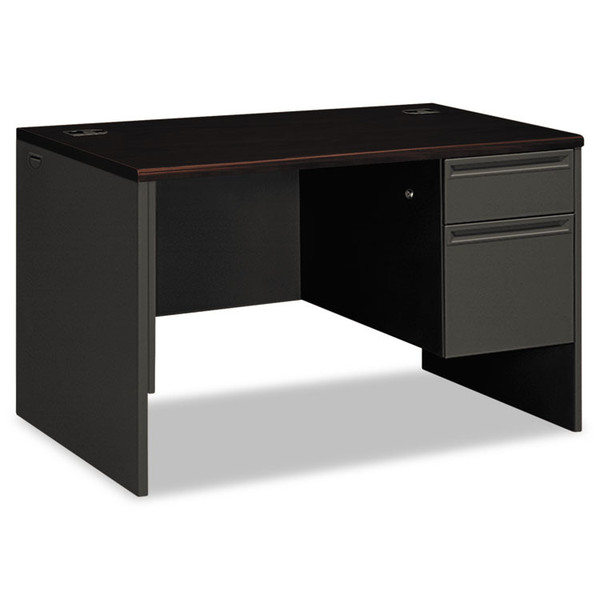 38000 Series Right Pedestal Desk, 48" x 30" x 29.5", Mahogany/Charcoal [SKU: HON38251NS]
