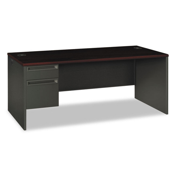 38000 Series Left Pedestal Desk, 72" x 36" x 29.5", Mahogany/Charcoal [SKU: HON38294LNS]