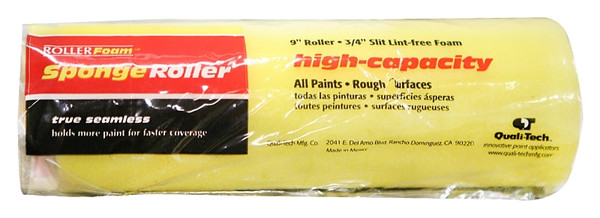 RollerLite High-Capacity 9FM075 Roller Cover, 3/4 in Thick Nap, 9 in L, Foam Cover, Yellow [SKU: ORG4340444]