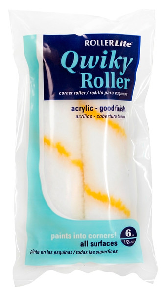 RollerLite Qwiky Roller 6CR050QD Mini Roller Cover Refill, 1/2 in Thick Nap, 6 in L, Acrylic Cover, White [SKU: ORG4340469]