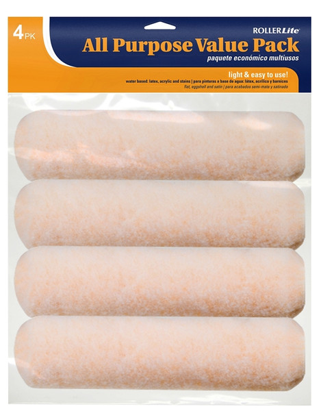RollerLite All-Purpose 9AP038-4PK Roller Cover, 3/8 in Thick Nap, 9 in L, Polyester Cover, Orange [SKU: ORG4340790]