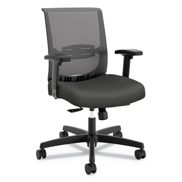 Convergence Mid-Back Task Chair, Synchro-Tilt and Seat Glide, Supports Up to 275 lb, Iron Ore Seat, Black Back/Base [SKU: HONCMY1ACU19]
