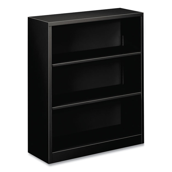 Metal Bookcase, Three-Shelf, 34.5w x 12.63d x 41h, Black [SKU: HONS42ABCP]