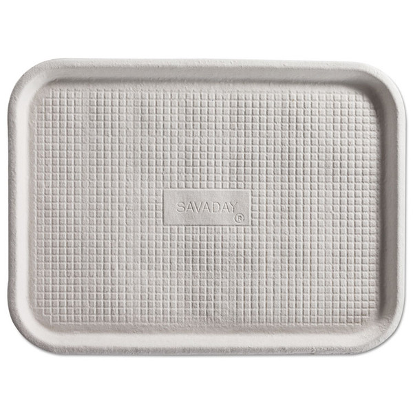 Savaday Molded Fiber Flat Food Tray, 1-Compartment, 16 x 12, White, Paper, 200/Carton [SKU: HUH20803CT]