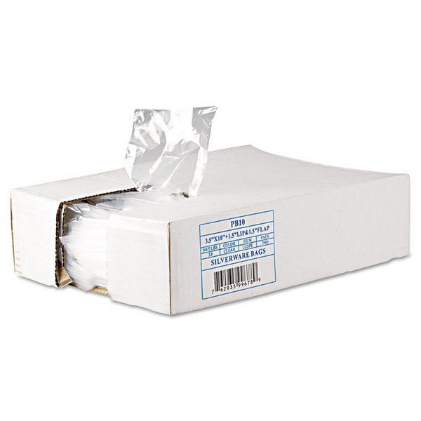 Silverware Bags, 0.7 mil, 3.5" x 1.5", Clear, 2,000/Carton [SKU: IBSPB10]
