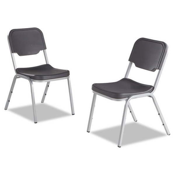 Rough n Ready Stack Chair, Supports Up to 500 lb, 17.5" Seat Height, Black Seat, Black Back, Silver Base, 4/Carton [SKU: ICE64111]