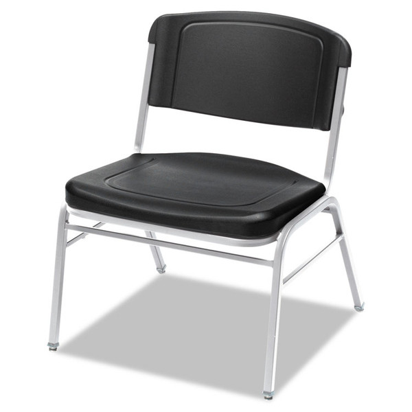 Rough n Ready Wide-Format Big and Tall Stack Chair, Supports 500lb, 18.5" Seat Height, Black Seat/Back, Silver Base, 4/Carton [SKU: ICE64121]