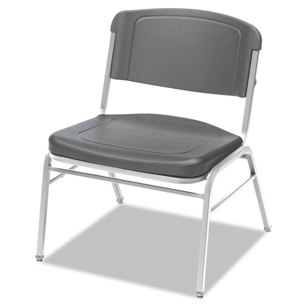 Rough n Ready Wide-Format Big and Tall Stack Chair, Supports 500 lb, 18.5" Seat Height, Charcoal Seat/Back, Silver Base, 4/CT [SKU: ICE64127]