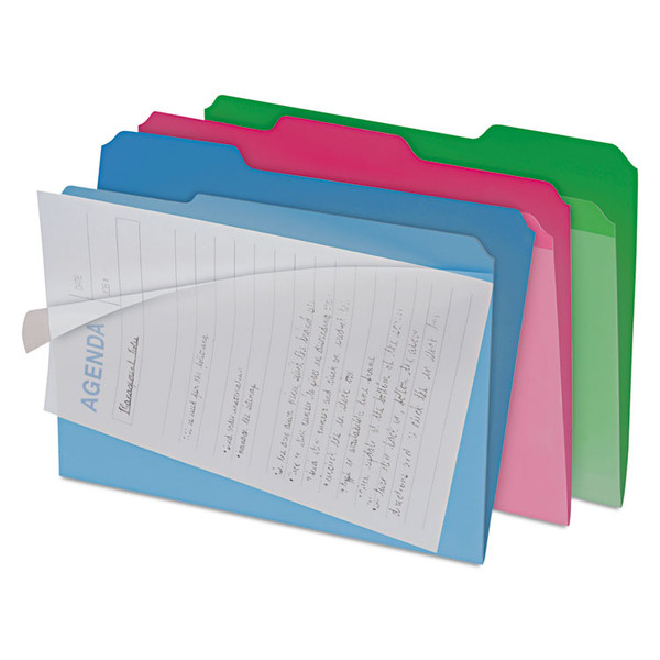 Clear View Interior File Folders, 1/3-Cut Tabs: Assorted, Letter Size, Assorted Colors, 6/Pack [SKU: IDEFT07187]