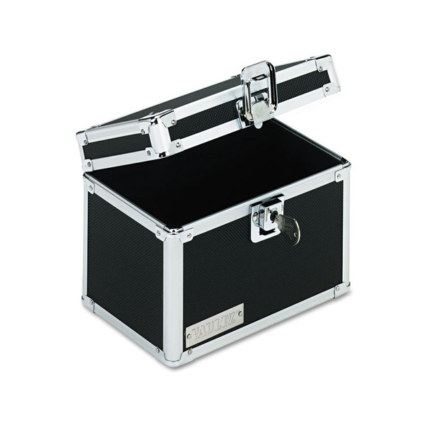 Vaultz Locking Index Card File with Flip Top, Holds 450 4 x 6 Cards, 7 x 5 x 5, Black [SKU: IDEVZ01171]