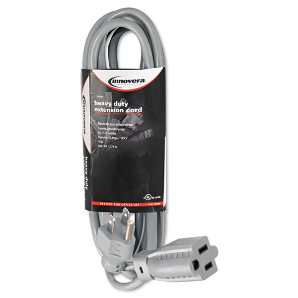Indoor Heavy-Duty Extension Cord, 9 ft, 13 A, Gray [SKU: IVR72209]