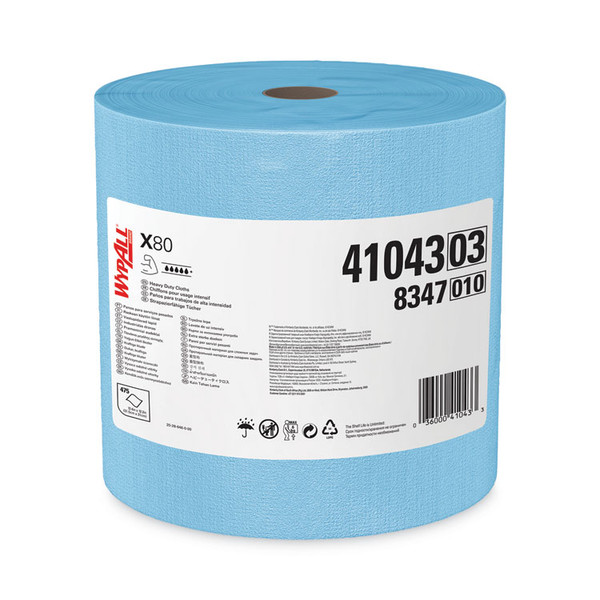 Power Clean X80 Heavy Duty Cloths, Jumbo Roll, 12.4 x 12.2, Blue, 475/Roll [SKU: KCC41043]