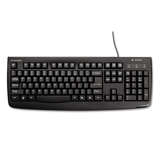 Pro Fit USB Washable Keyboard, 104 Keys, Black [SKU: KMW64407]