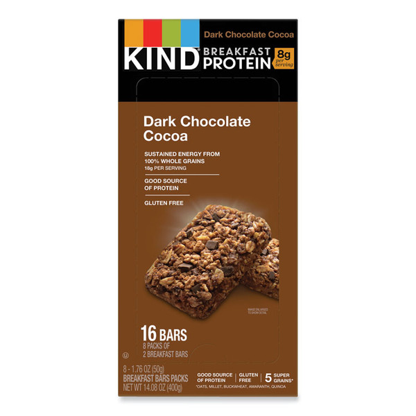 Breakfast Protein Bars, Dark Chocolate Cocoa, 50 g Box, 8/Pack [SKU: KND25954]