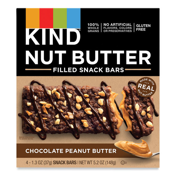 Nut Butter Filled Snack Bars, Chocolate Peanut Butter, 1.3 oz, 4/Pack [SKU: KND26286]