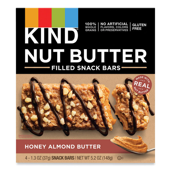 Nut Butter Filled Snack Bars, Honey Almond Butter, 1.3 oz, 4/Pack [SKU: KND26289]