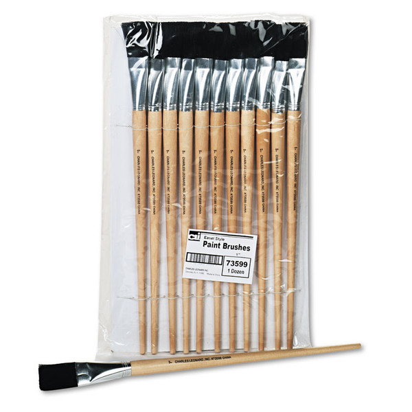 Long Handle Easel Brush, Size 22, Natural Bristle, Flat Profile, 12/Pack [SKU: LEO73599]