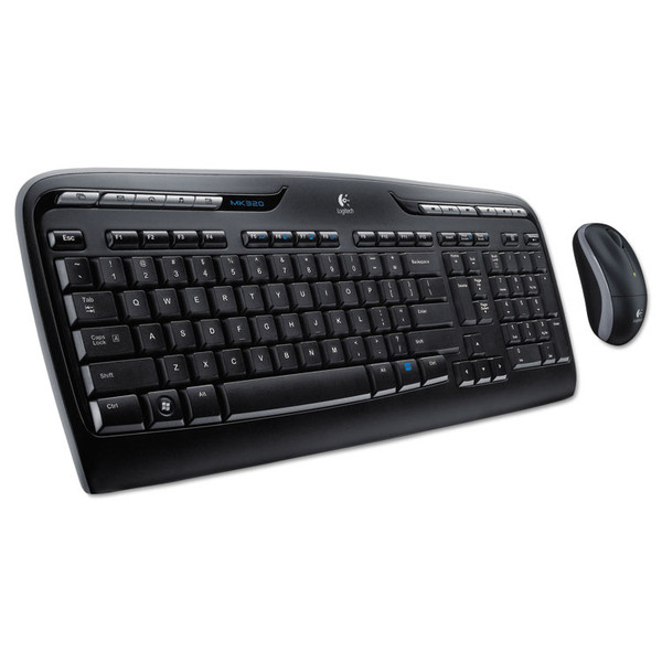 MK320 Wireless Keyboard + Mouse Combo, 2.4 GHz Frequency/30 ft Wireless Range, Black [SKU: LOG920002836]